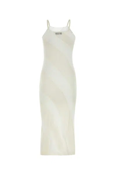 Gimaguas Two-tone Nylon Blend Fuzzy Dress In White