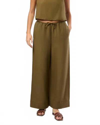 Onia Air Linen Wide Leg Drawstring Pant In Green