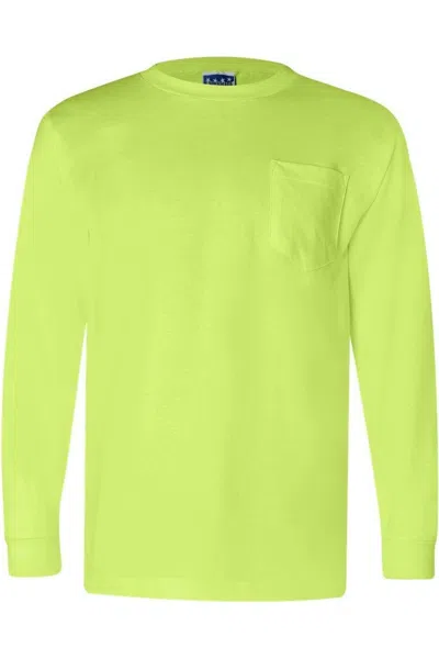 Bayside Union-made Long Sleeve T-shirt With A Pocket In Green