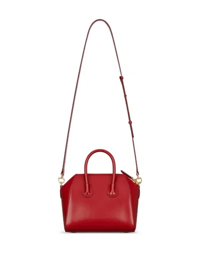Givenchy Mini Leather Shoulder Bag With Structured Shape In Red