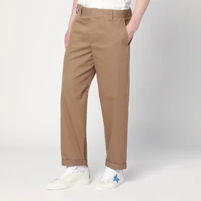 Golden Goose Beige Cotton-blend Trousers Men In Brown