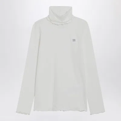 Douuod Turtleneck Sweater In Ivory Cotton Blend In White