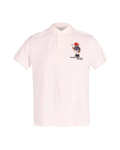 Ralph Lauren Polo  Teddy Bear Embroidered Polo Shirt In White Cotton In White
