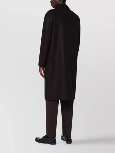 Harris Wharf London Long Single Breasted Wool Coat With Pockets In Multi