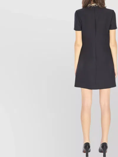 Valentino Black Crepe Couture Dress With Animal-print Bow