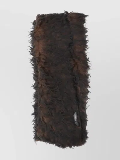 Our Legacy Rectangular Scarf With Soft Faux Fur Texture In Brown
