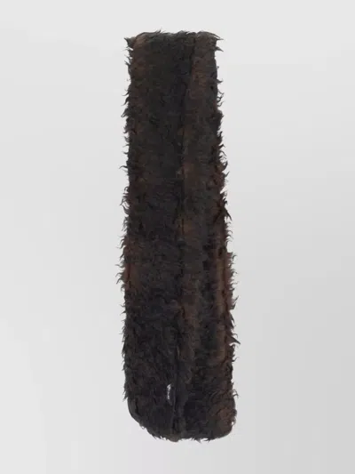 Our Legacy Rectangular Scarf With Soft Faux Fur Texture In Brown