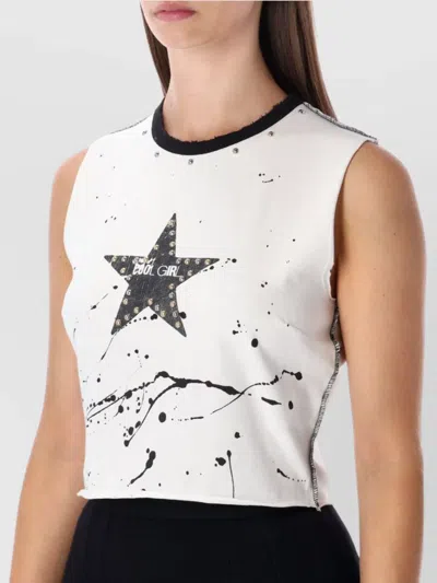 Dolce & Gabbana Jersey Sleeveless T-shirt With Print In White