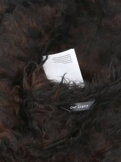 Our Legacy Rectangular Scarf With Soft Faux Fur Texture In Brown