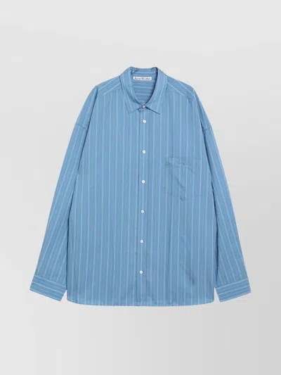Acne Studios Striped Long Sleeve Button Up Shirt In Blue