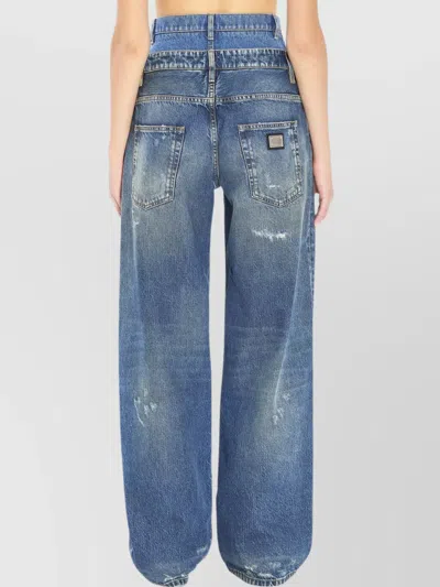 Dolce & Gabbana Wide-leg Trousers With Five Pockets And Belt Loops In Black