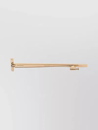Tom Ford T-shaped Gold-tone Brooch Pin In Gold