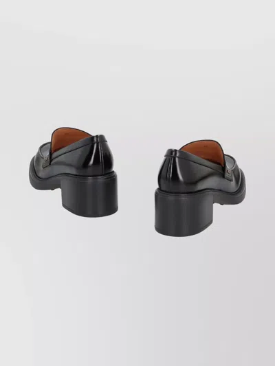 Tod's Leather Loafers With Round Toe And Block Heel In Animal Print