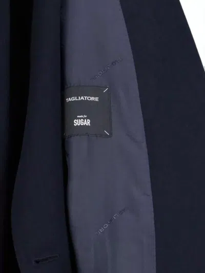 Tagliatore Tailored Black Jacket With Classic Collar And Minimalistic Design In Blue
