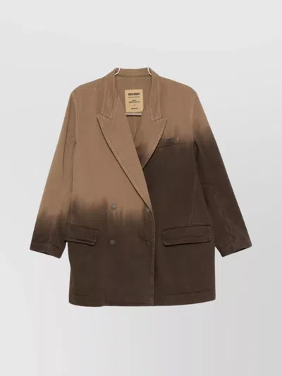 Uma Wang Double Breasted Ombre Effect Jacket In Brown