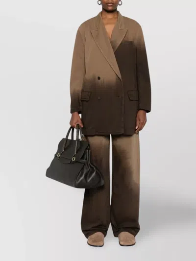 Uma Wang Double Breasted Ombre Effect Jacket In Brown