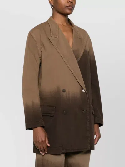 Uma Wang Double Breasted Ombre Effect Jacket In Brown