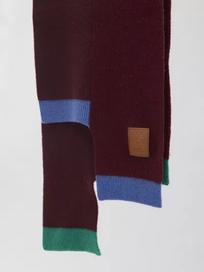 Loewe Contemporary Wool Scarf With Color Block Design In Brown
