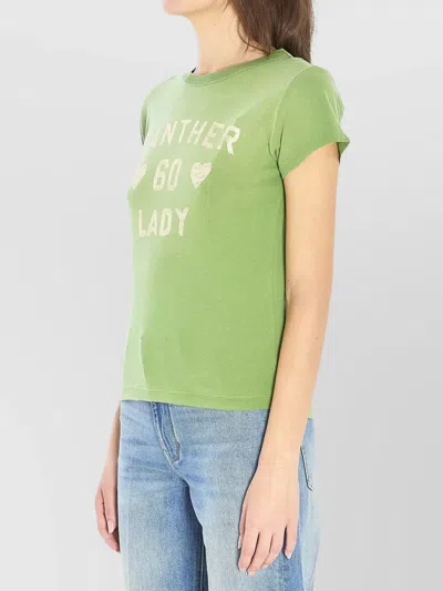 Valentino Panther Lady T-shirt In Green