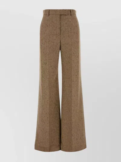 Valentino Pantalone A Palazzo In Lana Sabbia Melangé Donna In Brown