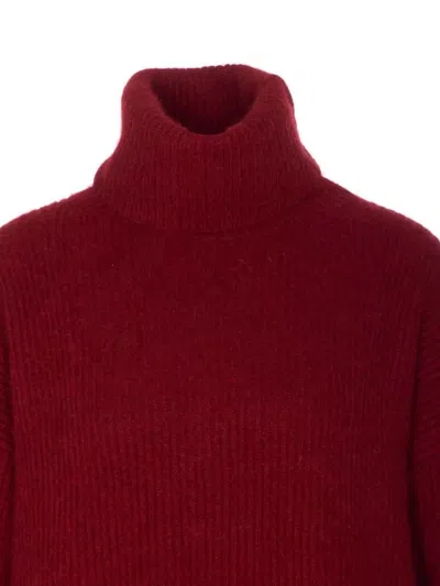 Uma Wang High Neck Turtleneck Knitwear Relaxed Fit In Red