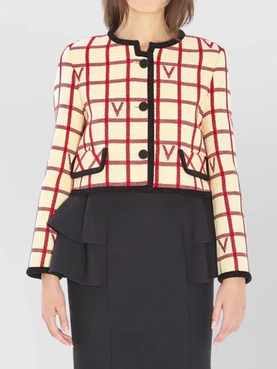 Valentino Casual Jacket With Contrast Trim And Pockets In Neutral
