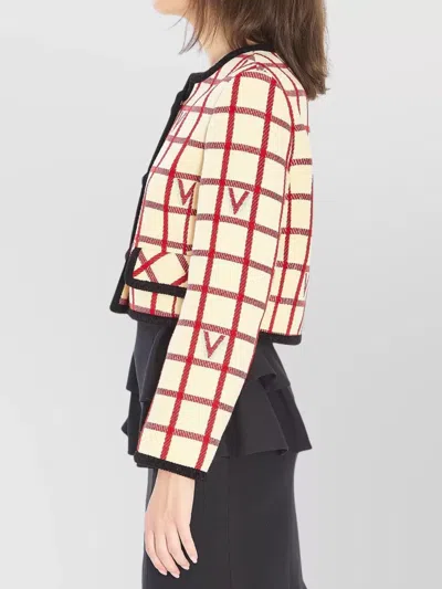 Valentino Casual Jacket With Contrast Trim And Pockets In Neutral