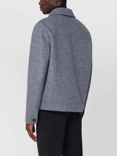 Harris Wharf London Wool Jacket With Chest Pockets And Collar In Gray