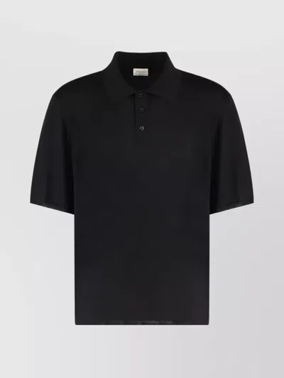 Saint Laurent Cassandre Polo Shirt In Black