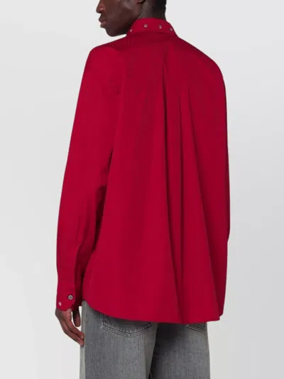 Our Legacy Above Grommet Detail Cotton Poplin Button-up Shirt In Red