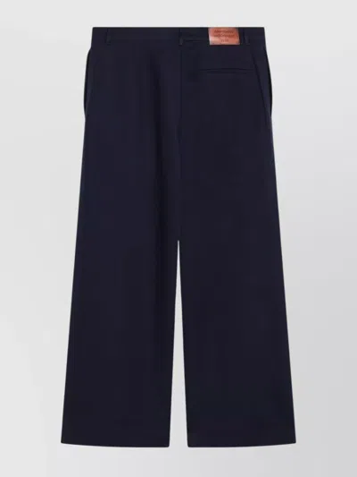 Acne Studios Satin Wide Leg Trousers With Back Pocket In Blue