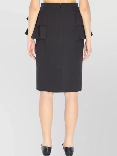 Valentino Black Skirt With Ruffles On The Sides In Blue