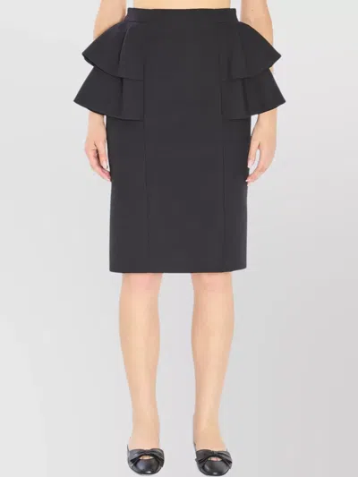 Valentino Black Skirt With Ruffles On The Sides In Blue
