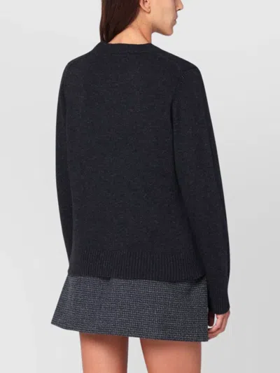 Ganni Playful Puppy Love Graphic Wool Blend Crewneck Sweater In Gray