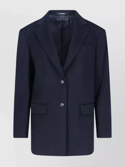 Tagliatore Tailored Blazer With Notch Lapel And Buttoned Cuffs In Blue