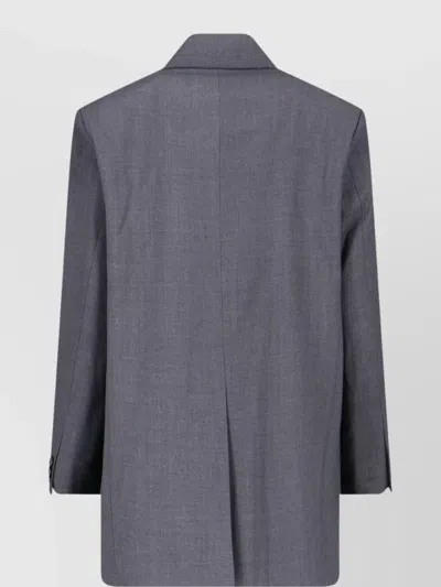 Low Classic Tailored Blazer With Notch Lapel And Pockets In Gray