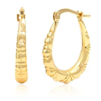 Maxcolor Solid 10k Yellow Gold Puffed Creole 19mm Hoop Earrings In Gold