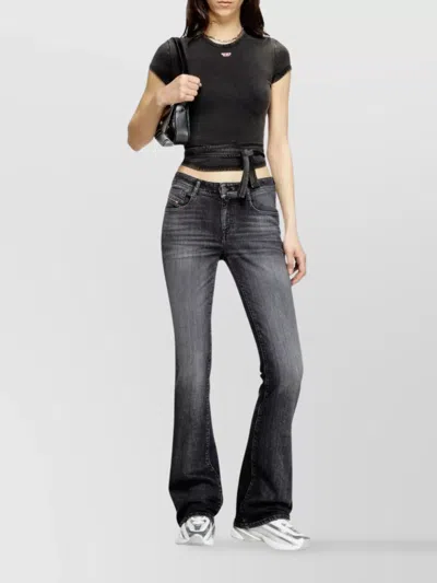 Diesel 1969 Flared Trousers Five Pocket Design In Black