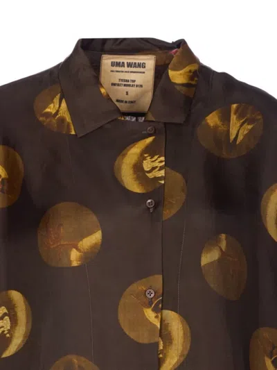 Uma Wang Long Sleeve Collared Printed Top In Multi