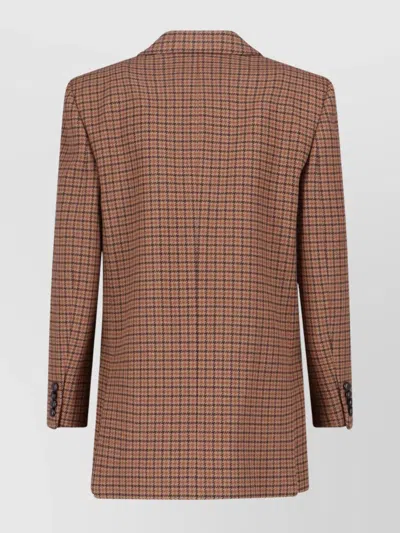 Chloé Houndstooth Double-breasted Blazer Notched Lapels In Multi