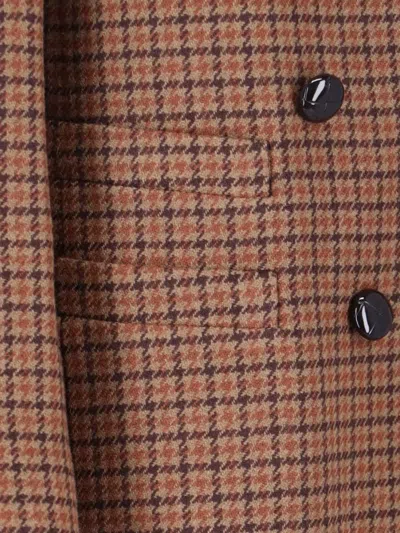 Chloé Houndstooth Double-breasted Blazer Notched Lapels In Multi