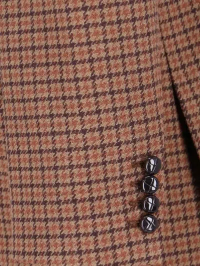 Chloé Houndstooth Double-breasted Blazer Notched Lapels In Multi