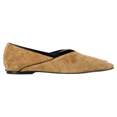 Totême The Everyday Flat Ballet Flats In Beige Suede In Animal Print