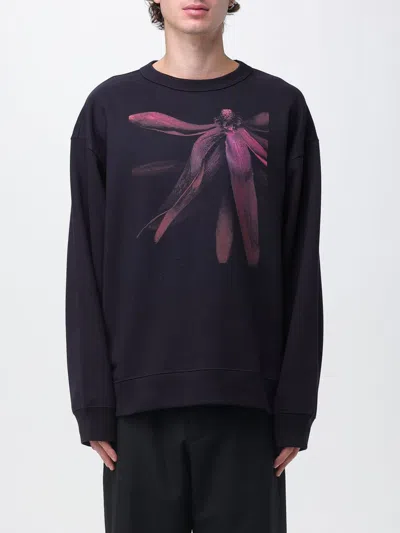 Dries Van Noten Navy Graphic Sweatshirt In Black