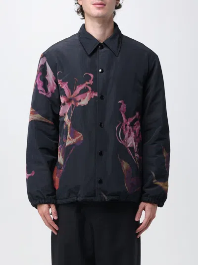 Dries Van Noten Floral Print Blouson Featuring Drawstring Hem In Black
