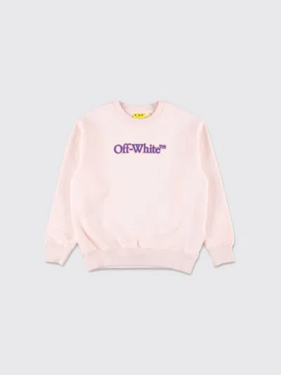 Off-white Kids Logo Pink Crewneck Sweatshirt In Pink