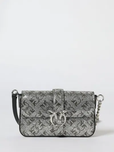 Pinko 'love One Slouchy Baby' Bag With Rhinestone In Silver