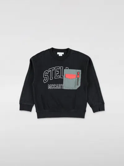 Stella Mccartney Kids Black Logo Pocket Sweatshirt In Black
