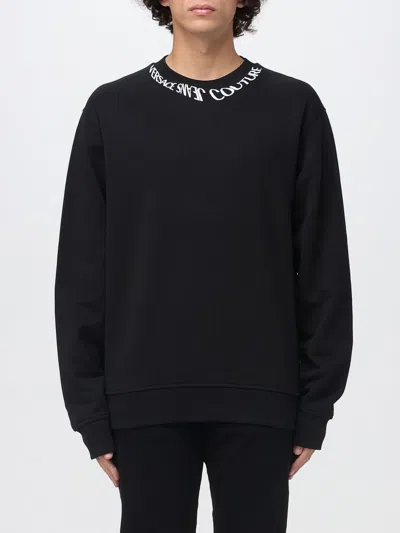 Versace Jeans Couture Logo Sweatshirt Featuring Ribbed Cuffs And Hem In Black