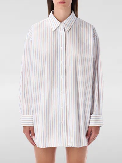 Remain Birger Christensen Relaxed Fit Striped Cotton Shirt In White
